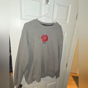 Vans Heather Gray Crewneck with Red Rose